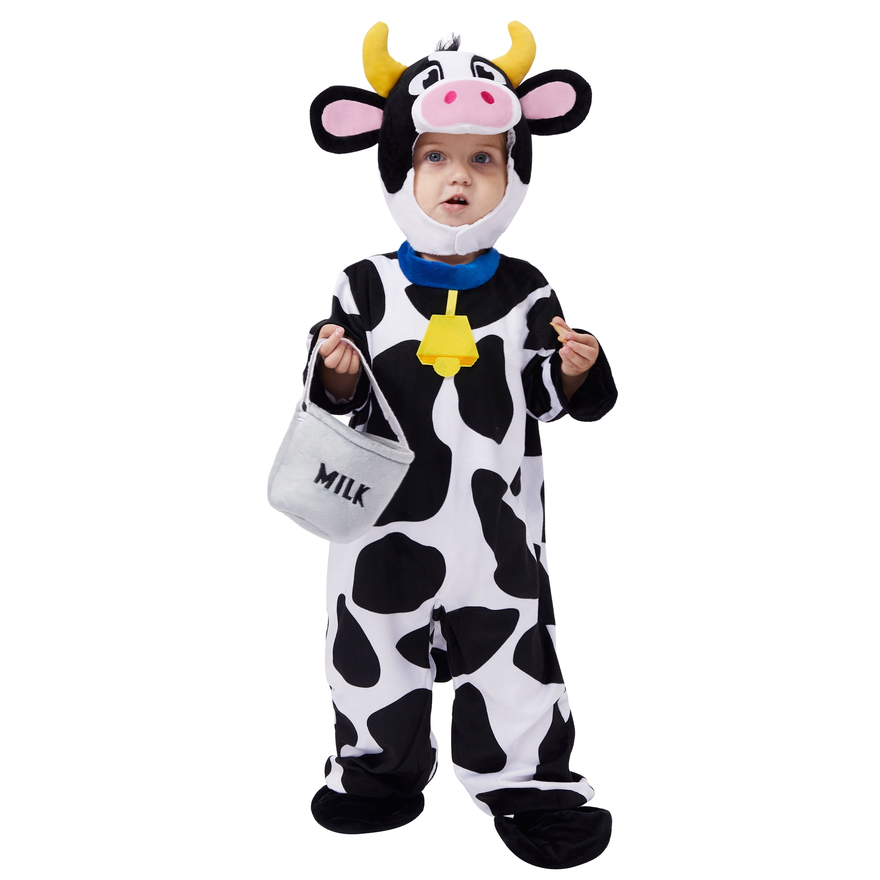 Joyfy Baby Cow Costume with Milking Bucket for Toddler, Kids Halloween Farm Party Dress up Role Playing Cosplay 0-5 Years