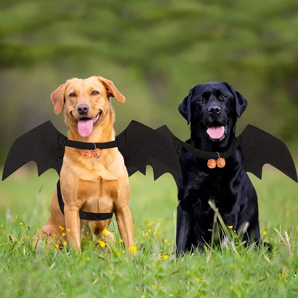 Halloween Dog Bat Wings Pet Costume for Halloween Party Decorations, Cute Puppy Dog and Cat Collar Bat Wings with Pumpkin Bells Cosplay Party (X-Large)