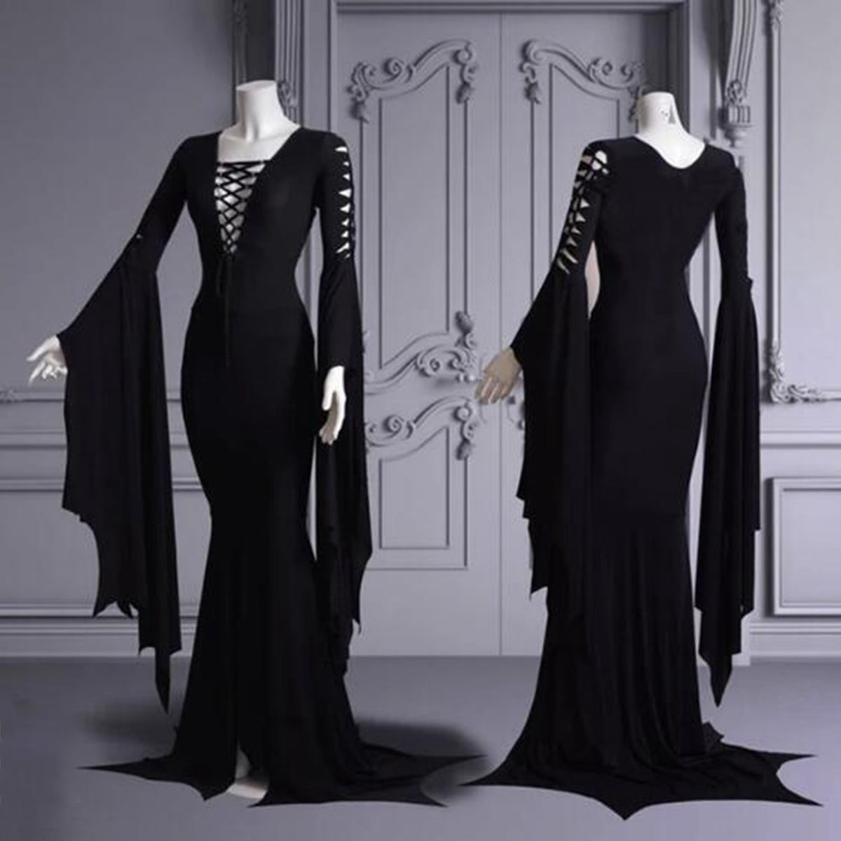 CHOYURME CHONYURM Morticia Floor Dress Costume Adult Women Gothic Witch Vintage dress