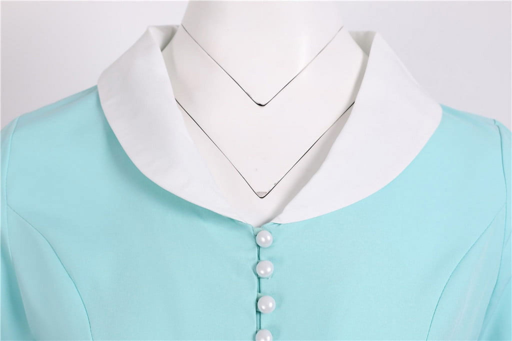 Tejiojio Women Clothes Women's 1950s Retro Dress Short Sleeve Vintage Swing Dress