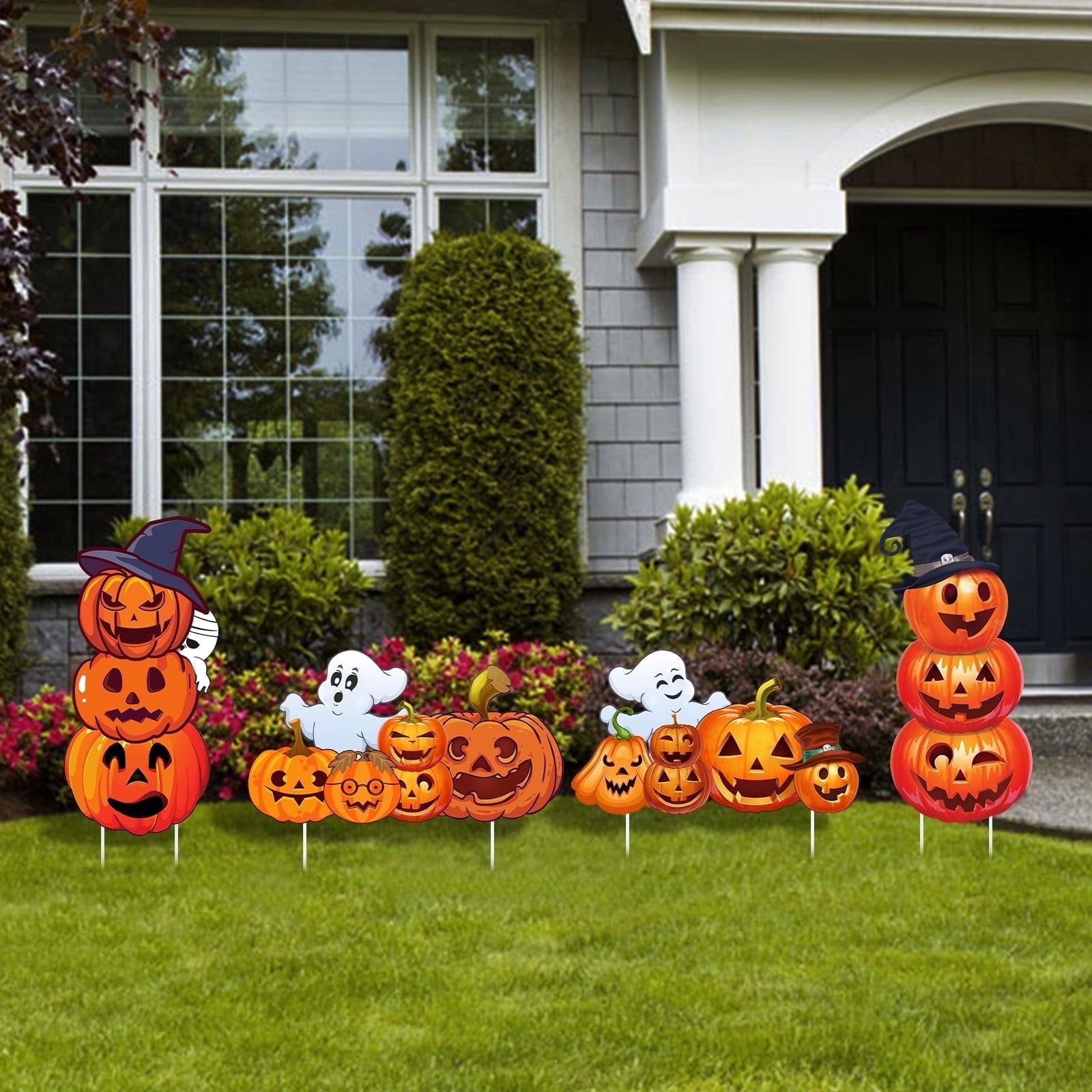 2Sets Halloween Yard Lawn Stakes Cute Pumpkin Yard Sign Vintage for Halloween Garden Decorations Outdoor