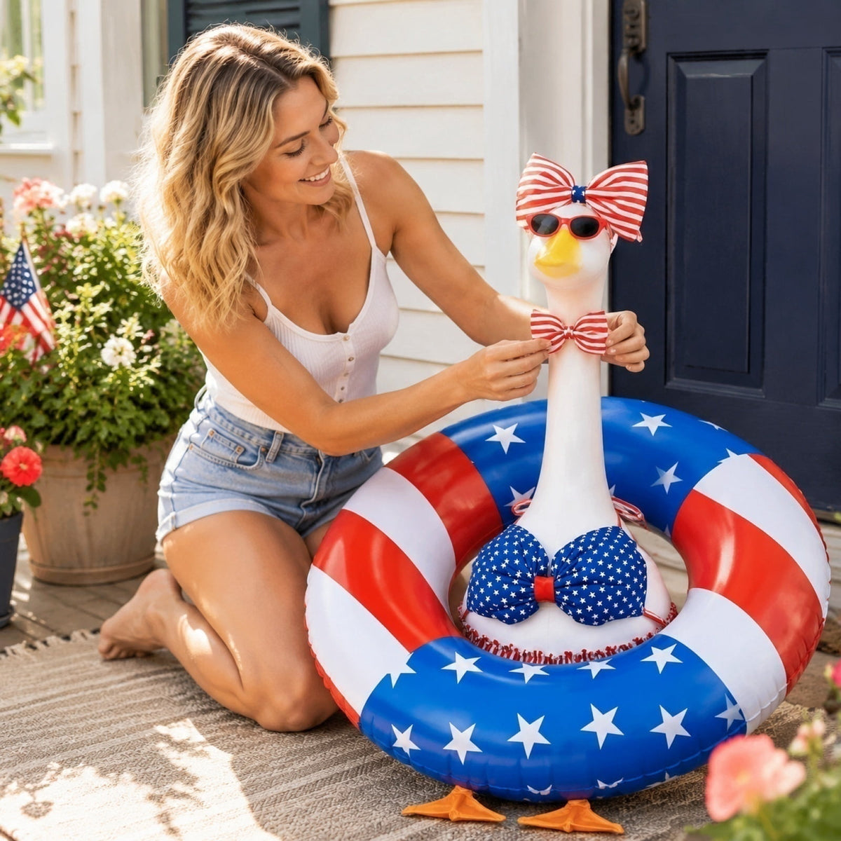 Outdoor Holiday Yard Decor, 23 Inch Porch Goose Outfits, Halloween Pumpkin Themed Porch Goose Clothes, Porch Goose Set with Hat and Treat Bag, Fits Standard 23 Inch Large Porch