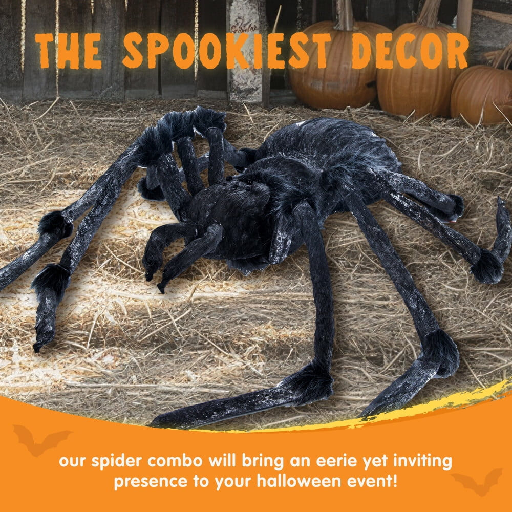 Joyfy 45inch Giant Spider Halloween Decorations,Scary Spider Halloween Outdoor Party Decorations Props Halloween Yard Decorations,Black