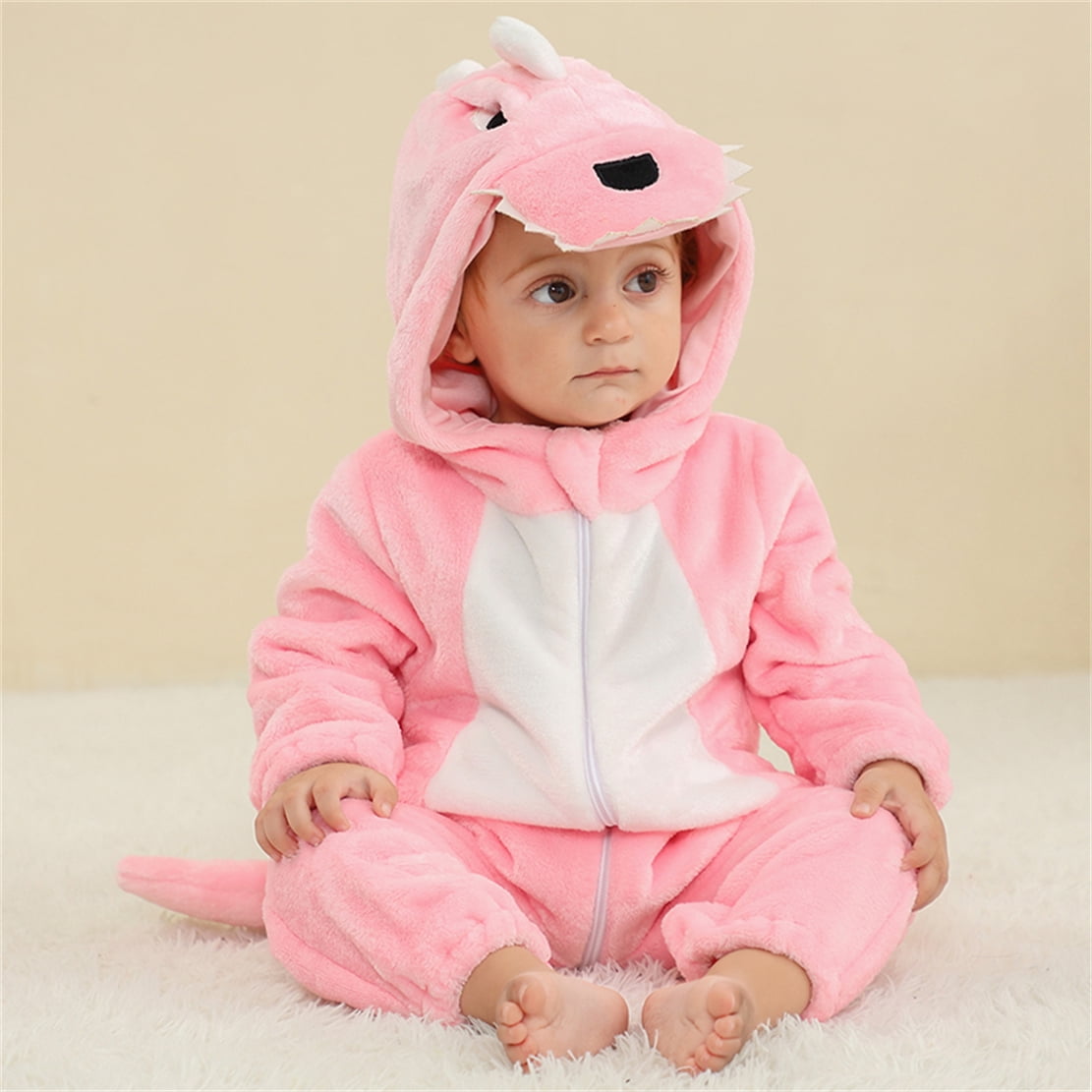 WIBACKER 0-3T Unisex Baby Animal Costume Winter Autumn Flannel Hooded Romper Christmas and Halloween Panda Cosplay Jumpsuit