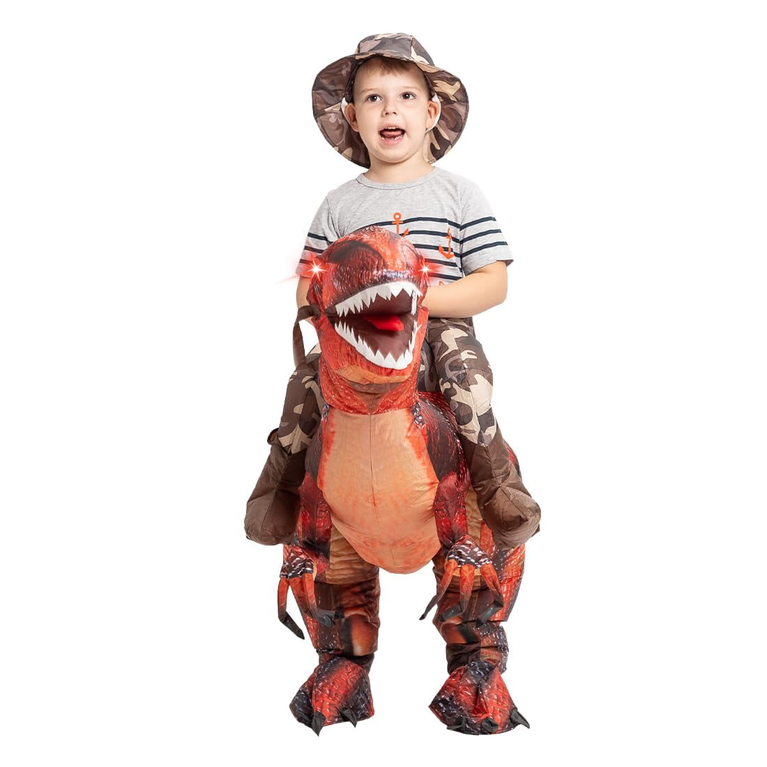 GOOSH 36 Inch Kids Inflatable Dinosaur Costume Blow Up Dinosaur Costume, Funny Inflatable Halloween Costume Boys Girls Kid Unisex Inflatable Dino Costume for Halloween Party Cosplay