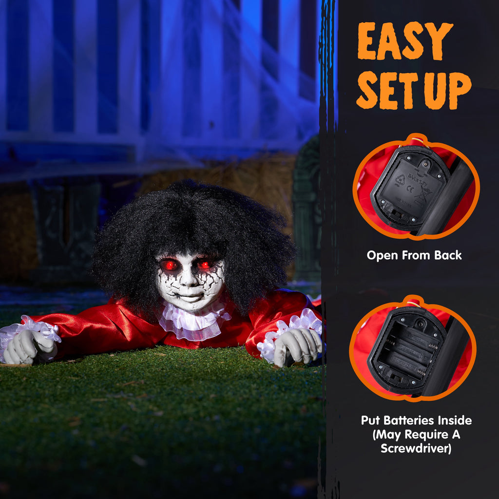 Joyfy Halloween Decorations Outdoor Groundbreaker Creepy Life Size Light Up Climbing Zombie Groundbreaker with Sound,Motion Activated Halloween Decorations Haunted House Decorations