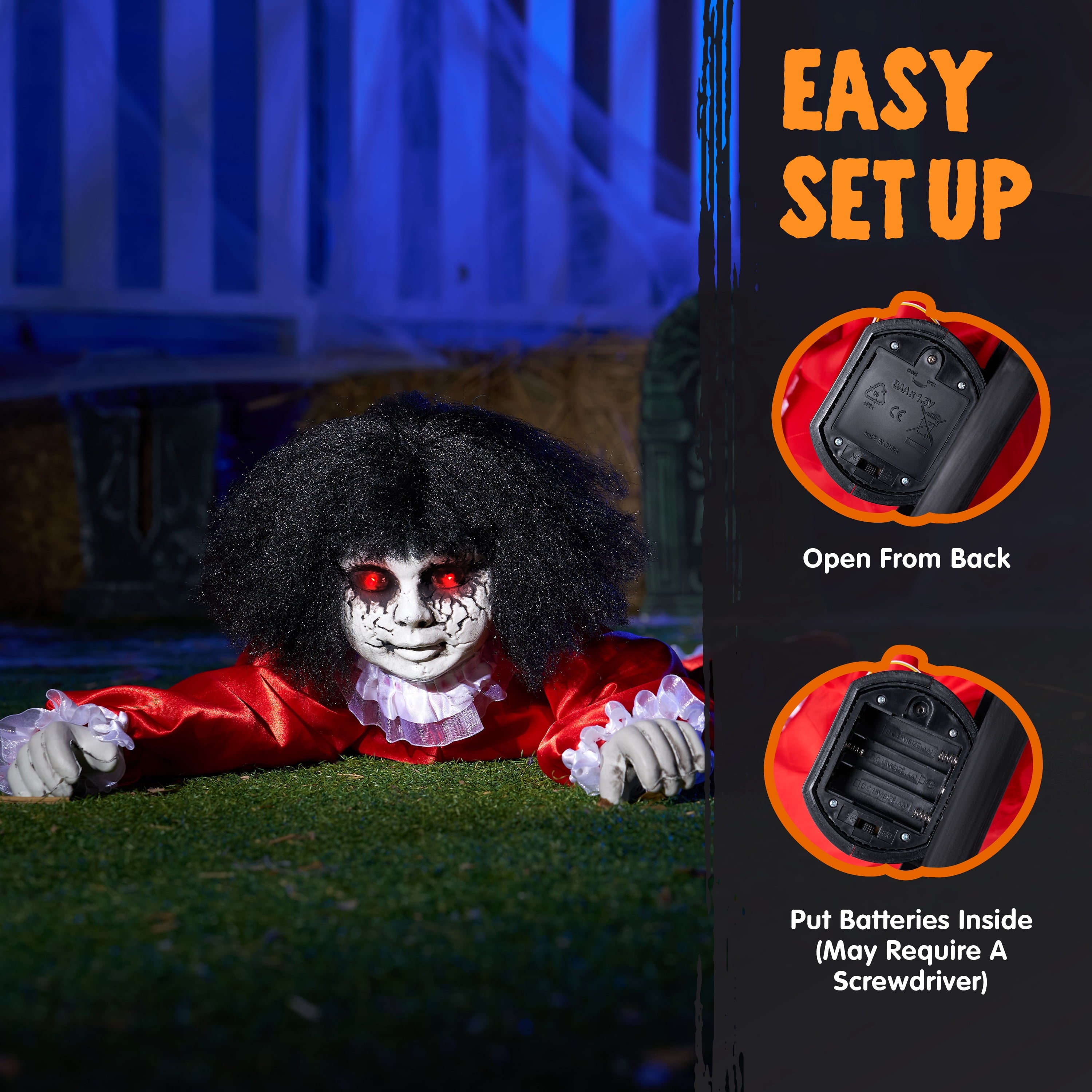 Joyfy Halloween Decorations Outdoor Groundbreaker Creepy Life Size Light Up Climbing Zombie Groundbreaker with Sound,Motion Activated Halloween Decorations Haunted House Decorations