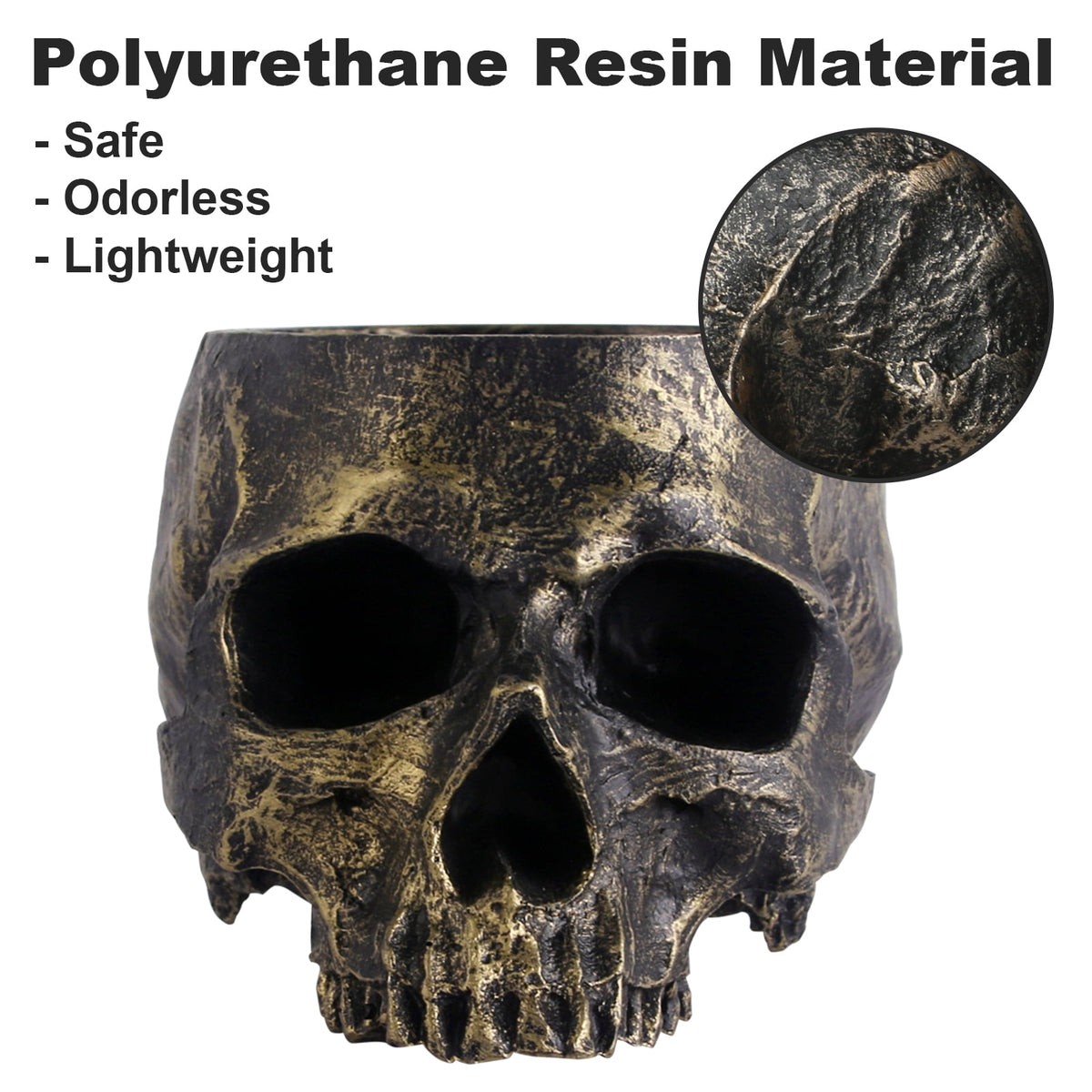 Large Skull Bowl - Bronze Resin Halloween Candy Dish Holder for Home Office and Gothic-Themed Party Decorations