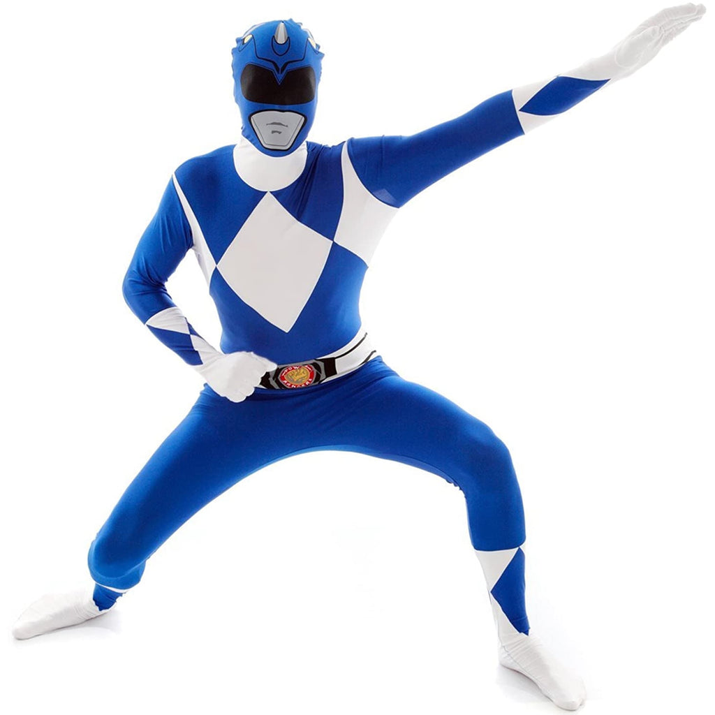Morphsuits Adult Blue Power Ranger Morphsuit Mens Superhero Fancy Dress Costume Theme Party Blue XL