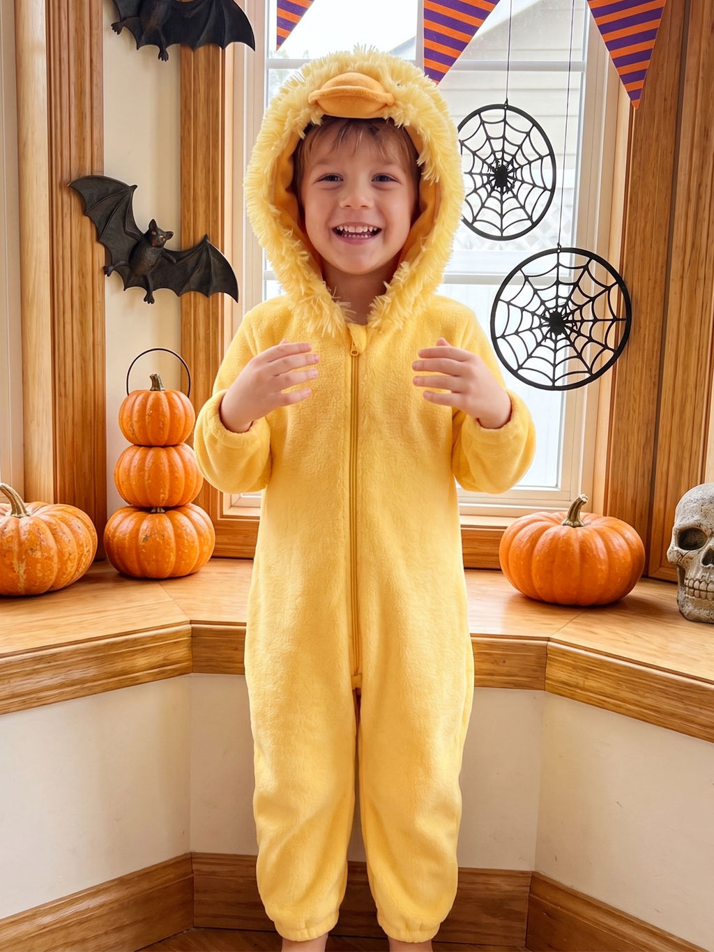 RUINIXCW Toddler Baby Girl Boy Halloween Chick Costume Cosplay Outfit Infant Fall Winter Clothes Snowsuit Fleece Jumpsuit Long Sleeve Hooded Romper