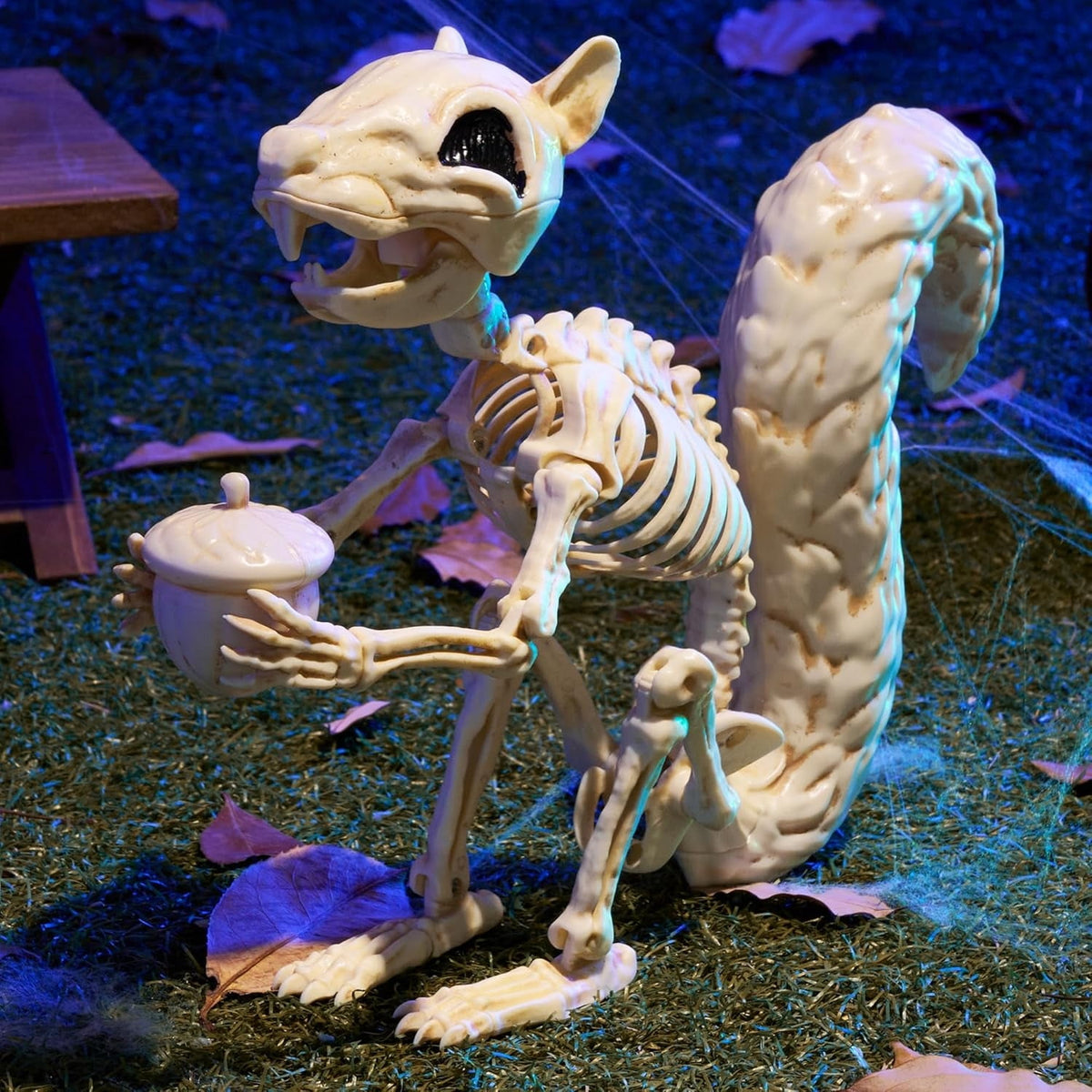Joyfy 2 Pcs Duck Skeleton Halloween Decoration,4.5 Inch Posable Plastic Animals Halloween Skeleton for Indoor Outdoor Halloween Decorations,Haunted House Party Props