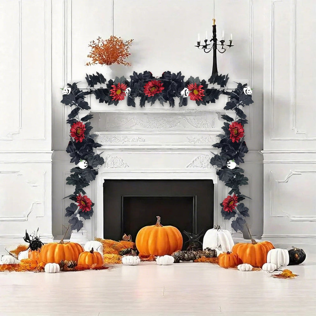 AZXY Halloween Decor, Halloween Indoor Decor, Halloween Tabletop, Artificial White Silk Rose Stems, Gothic Fake Floral Bouquet, Halloween Decorations for Home Table Party Decor