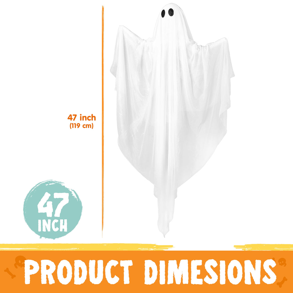 Joyfy 47inch Halloween Decorations Outdoor Hanging Ghost,Light up White Ghosts with Spooky Warm White LED Light,Halloween Outdoor Yard Porch Decorations,Haunted House Decorations
