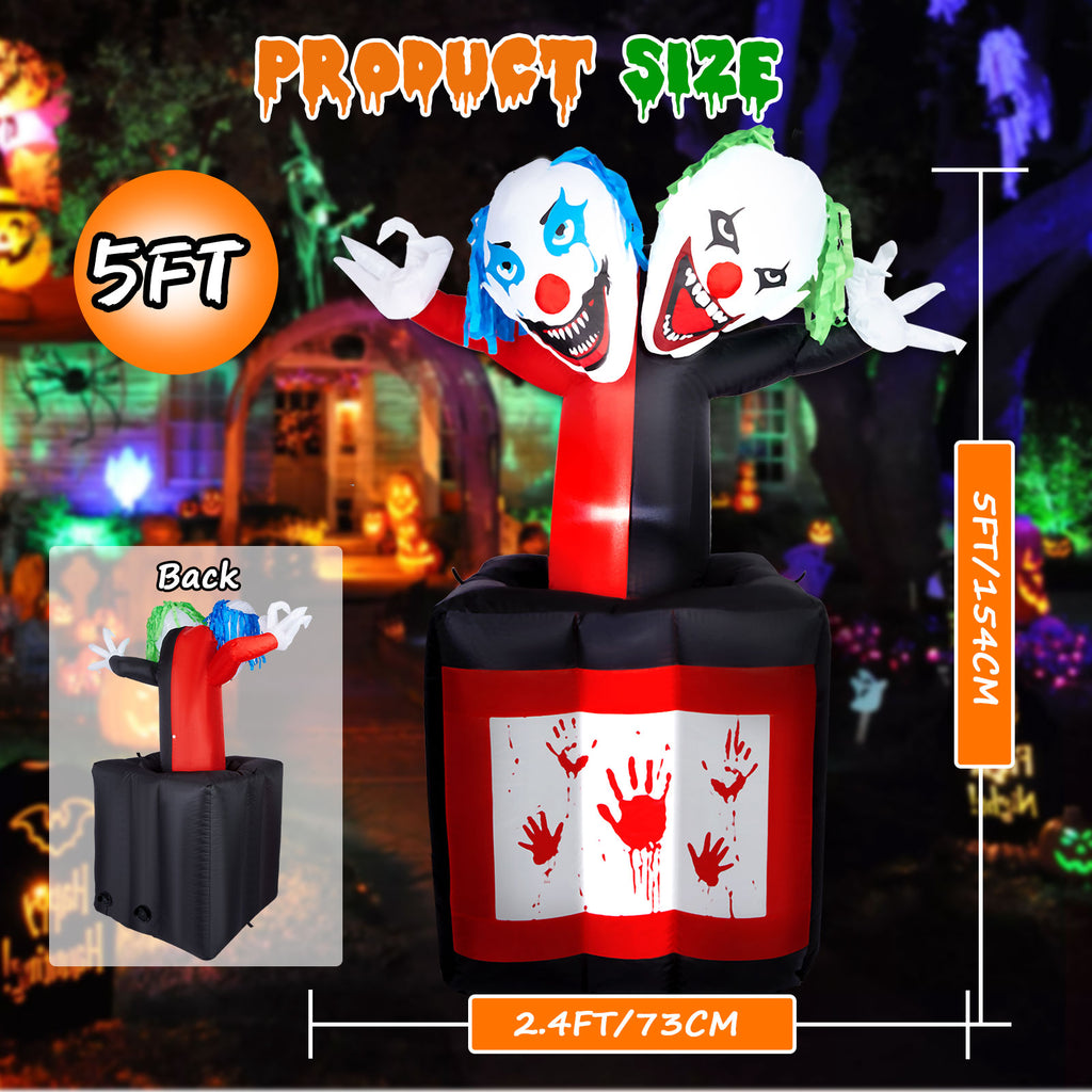 5.7FT Inflatable Halloween Inflatable Crawling Green Ghost with Tombstone Built-in LED Lights Inflatable LED Lights Blow Up Yard Decoration