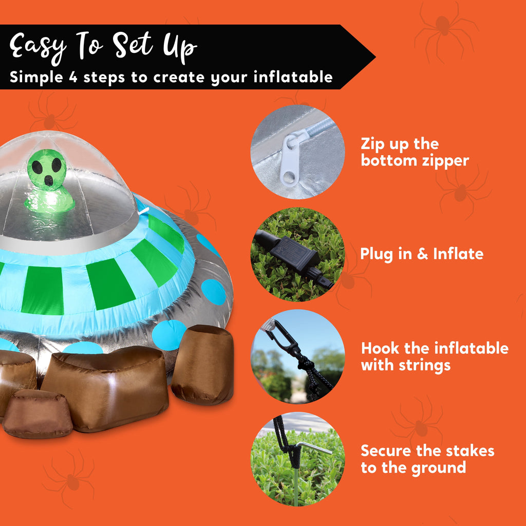 Joyfy 9 ft Halloween Inflatable Giant Alien Decoration with Built-in LEDs,Alien Halloween Decorations Outdoor Blow Up Yard Lawn Decoration