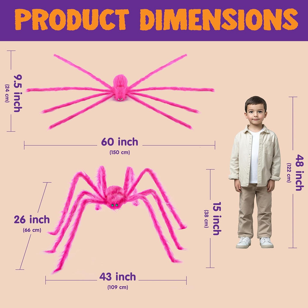 Joyfy 5 ft Scary Giant Spider Halloween Decorations Outdoor,Poseable Spider Lifelike Hairy Prop for Yard,Haunted House,Tree or Porch Party Decorations,Black