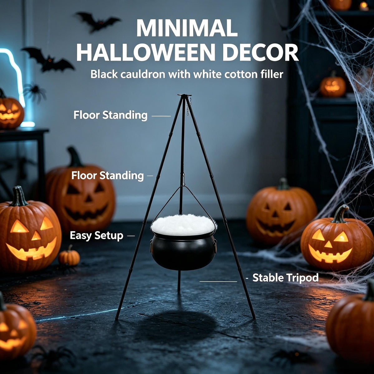Muecwrye Halloween Decorations Outdoor, Halloween Clearance! Halloween Witches Cauldron with Lights, DIY Bubbling Cauldron Set Decor for Home Porch Outside, Halloween Party Supplies( Without Tripod)