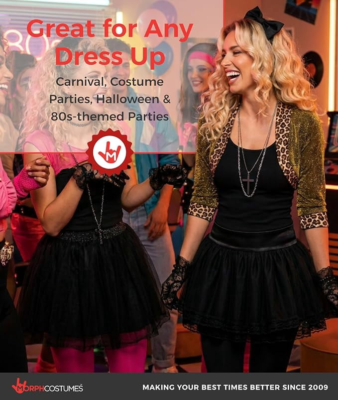 Fun Shack Womens 80s Pop Star Diva Costume Ladies Celebrity Popstar Fancy Dress Halloween Black L