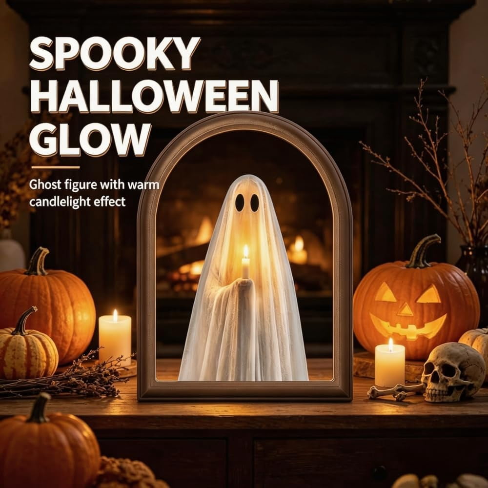 Clearance Martha Stewart Ghost Mirror,Light Up Ghost Mirror,Spooky Halloween Decorations Indoor for Wall Table Mantel Room Home Office Party