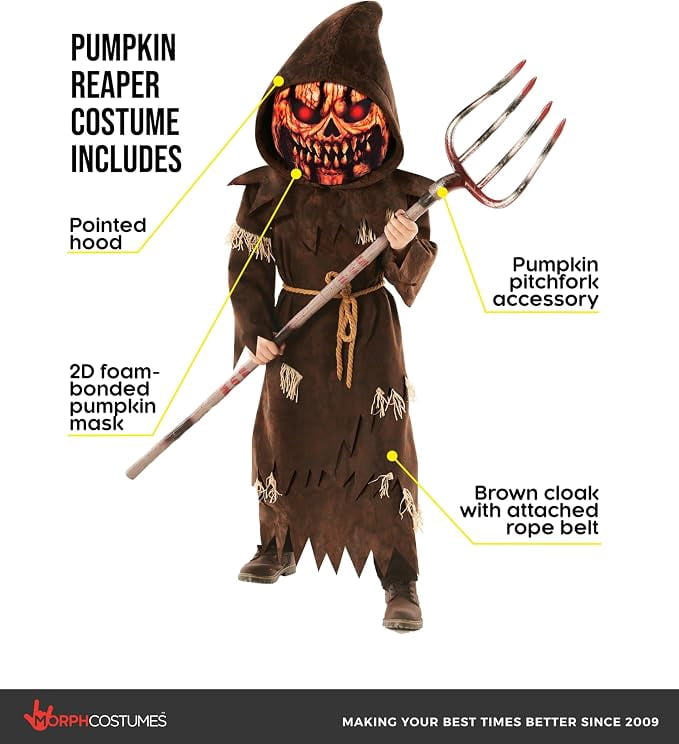 Morph Pumpkin Monster Brown Fork Costume Boys Halloween Costume for Boy Brown Large