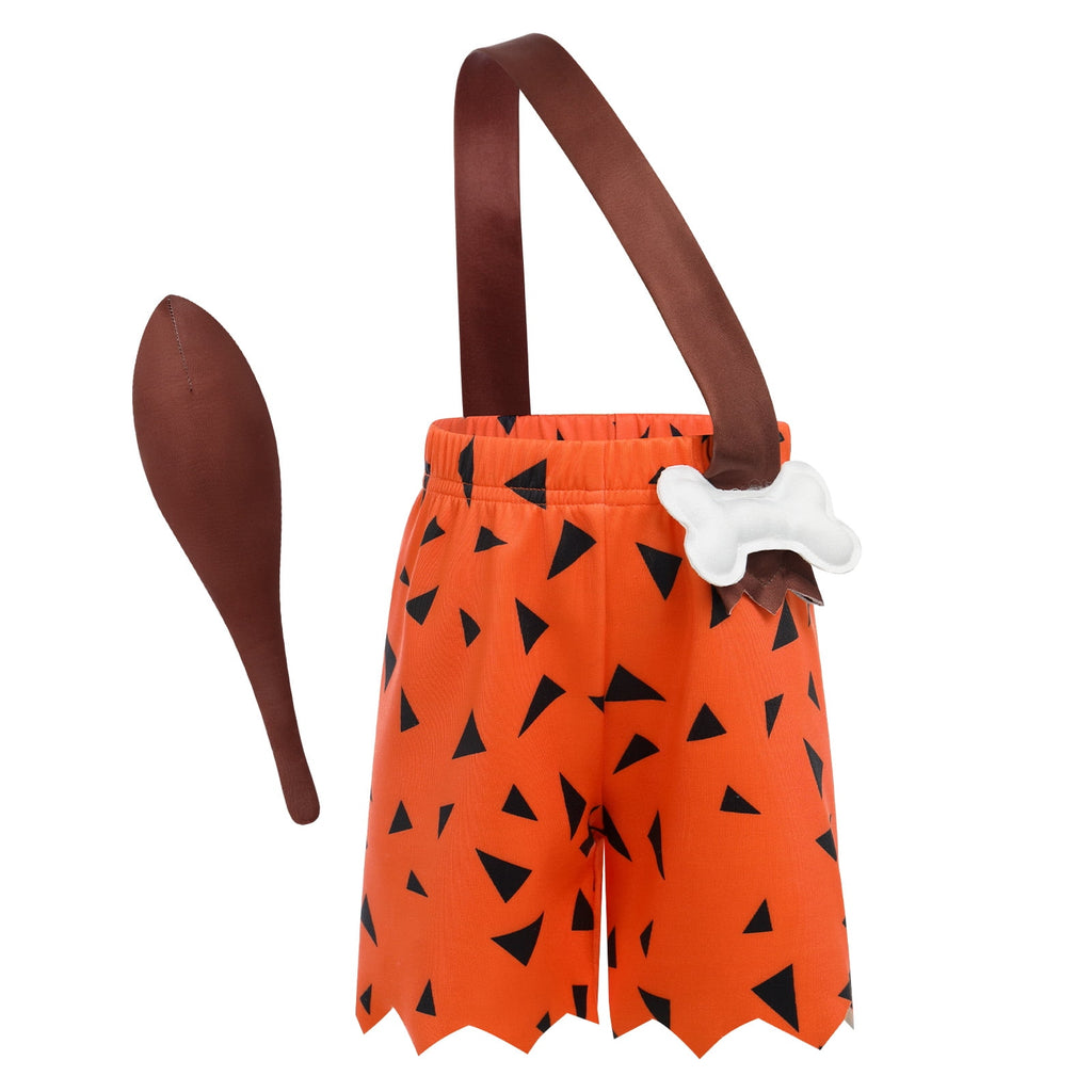 Kids Baby Bam Bam Costume Flintstone Costume Caveman Cavegirl Historical Stone Age Themed Birthday Outfit for Girls Boys Halloween Cosplay Dress Up Photo Shoot 2-3 Years Girl - Orange