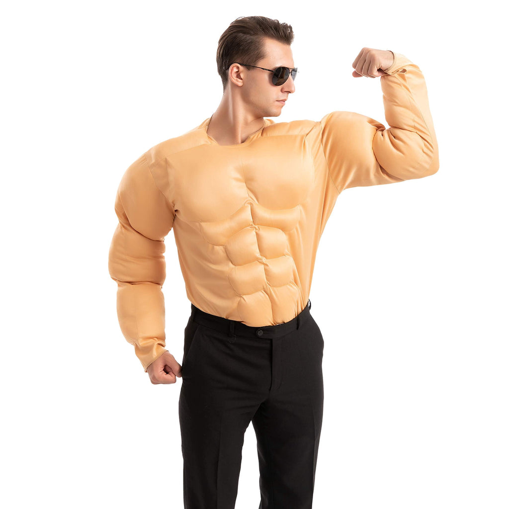 Joyfy Halloween Muscle Costume for Kids, Body Builder Costume Shirt Kids Boys Suit for Halloween Dress-up Party 5-14 Years