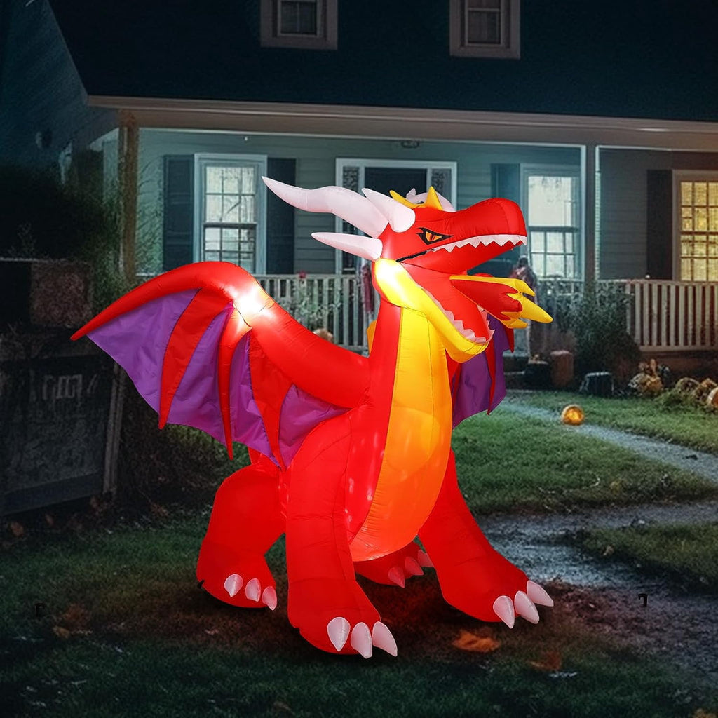 VINGLI 6FT Tall Halloween Inflatables Outdoor Decorations, Blow Up Scary Fire-Breathing Dragon Halloween Yard Decorations, Built-in LED Lights Décor for Indoor Home Party Garden Lawn Store