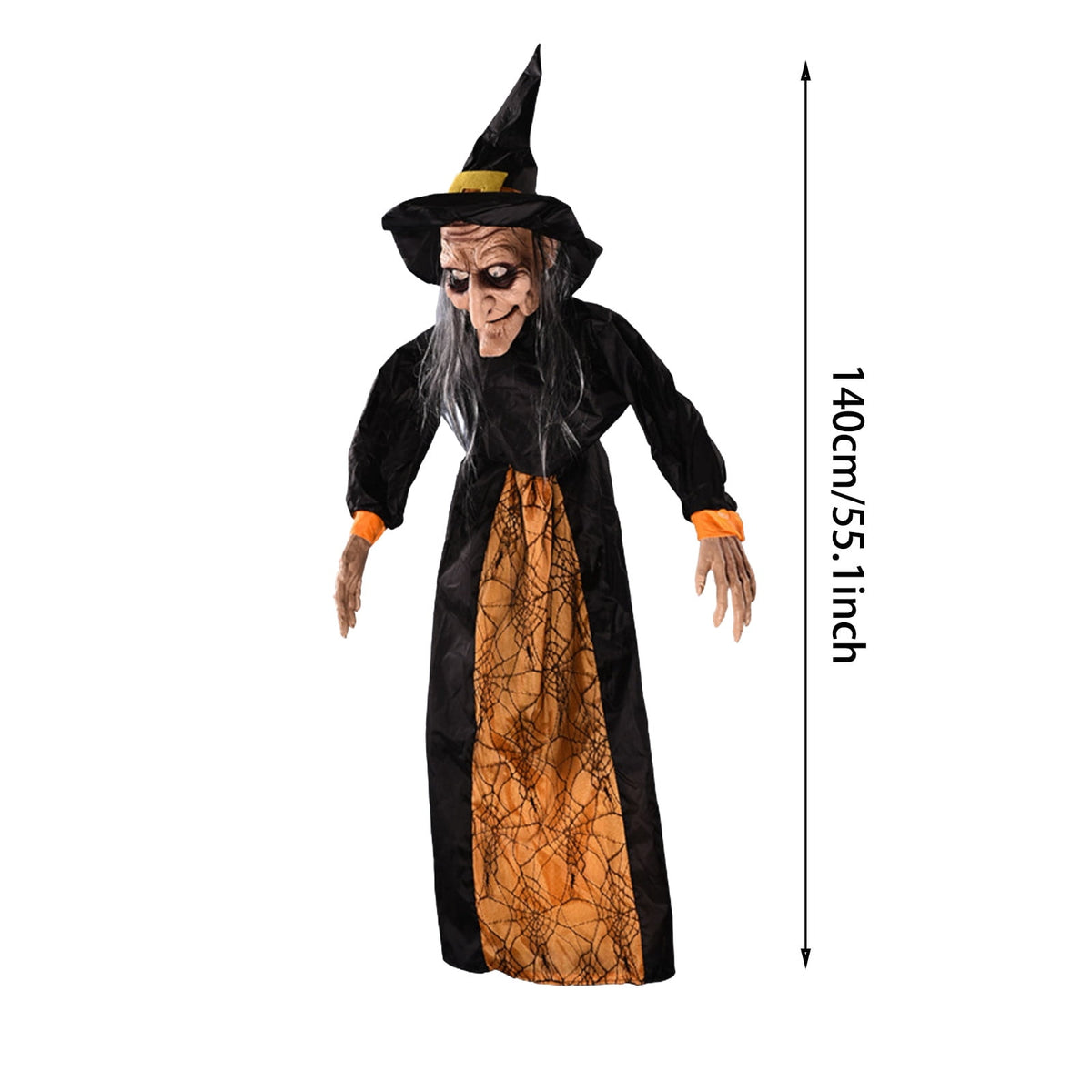 Halloween - Sound Activated Electric Moving Witch Toy for Halloween, Horror Animated Decoration Props for Bar and Outdoor, Scary Witch with Motion Sensor