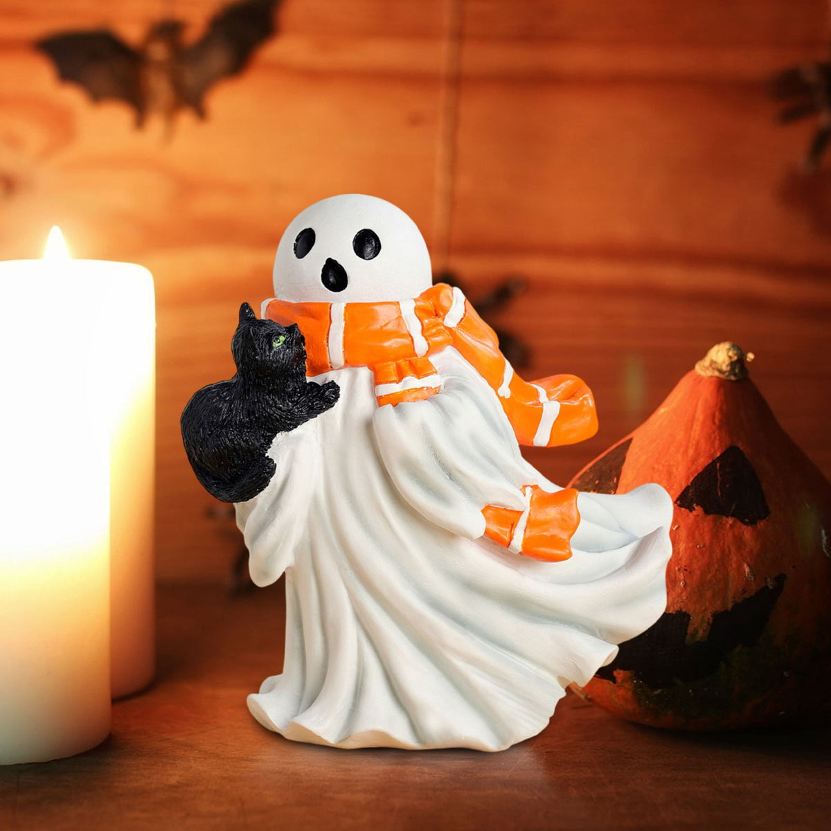 Halloween Decorations, Ghost Resin Crafts Ornaments, Alloween Decoration for Porch Yard Patio Indoor Decor Fall Autumn Home Shelf Mantel Ornament