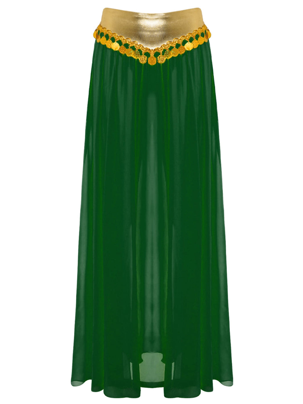 iiniim Women Belly Dance Dress Arabian Greek Princess Halloween Costume Chiffon Skirts 4piece Outfit Green L