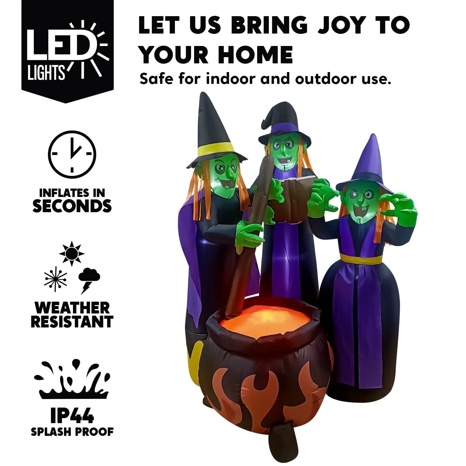 Joyfy 6 ft Halloween Inflatable Outdoor Witches Cauldron Pot Large Decorations with Flame Light,Halloween Blow Ups for Outside Yard Decoration