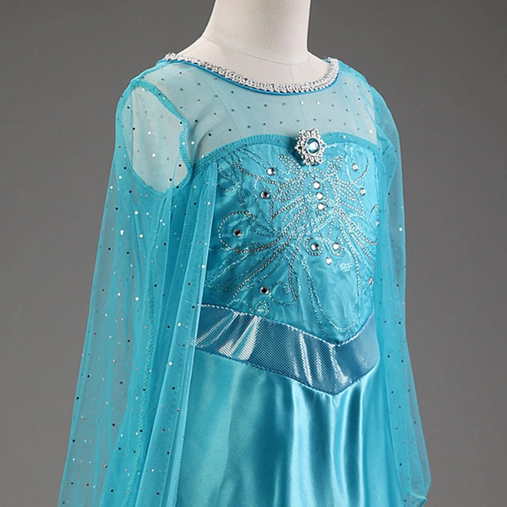 HAWEE Girls Princess Dress Costume with Long Cape - Luxury Sequin Halloween Dress up
