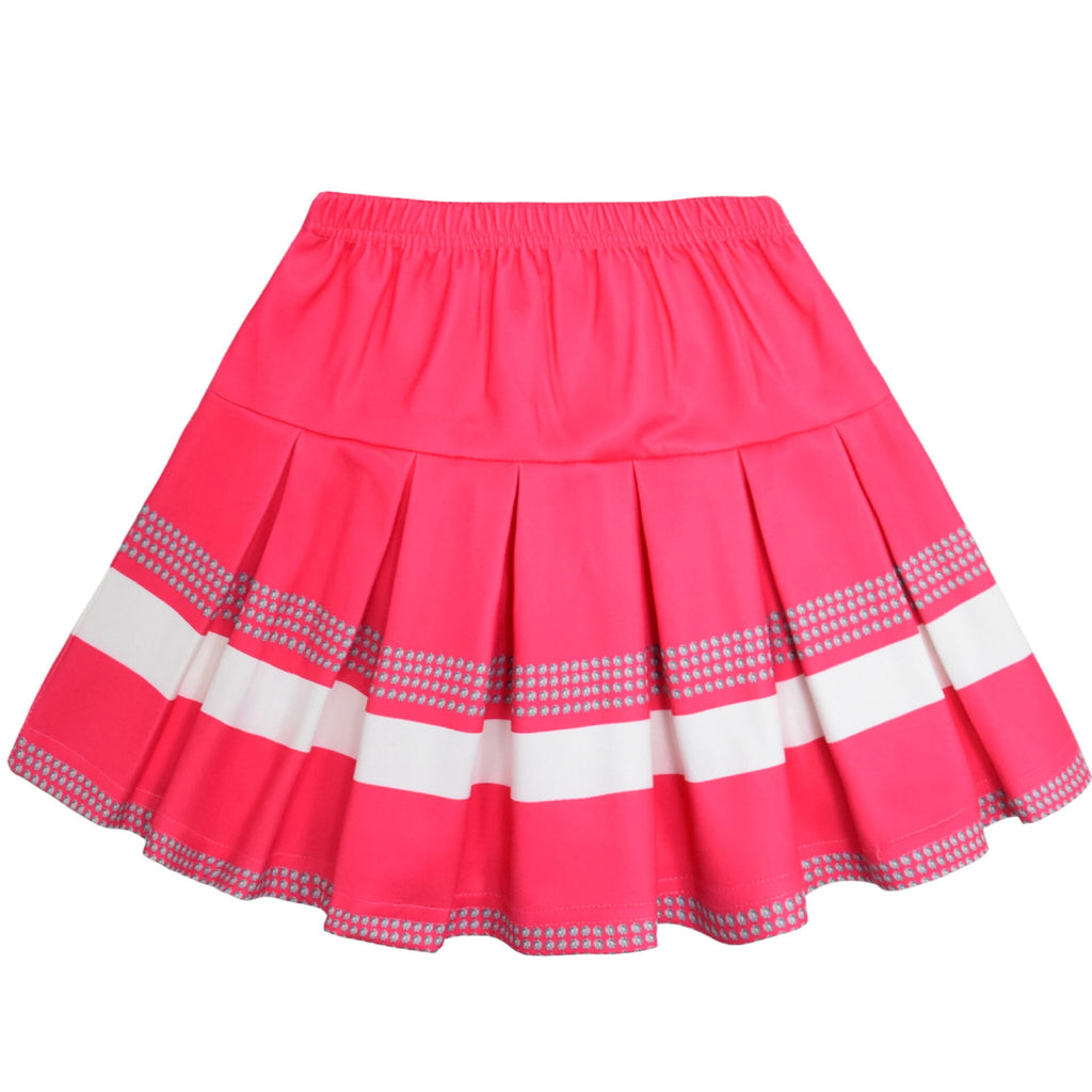 Girls Cheerleader Dress Up Outfit Skirt Set with Hair Bow & Pom Poms Monster Cosplay