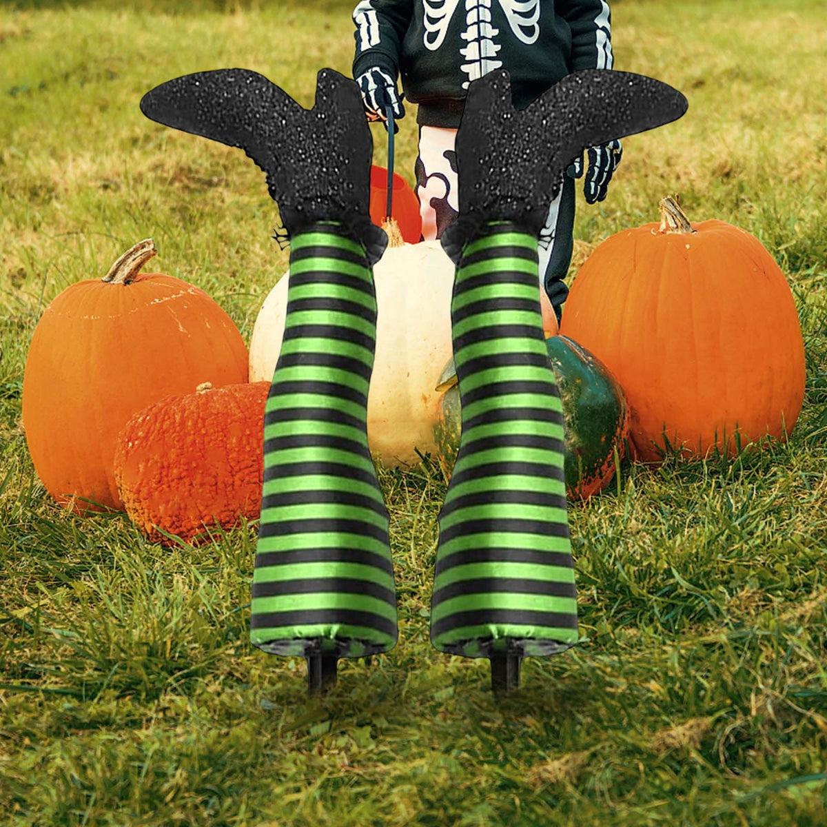 Halloween Decorations Outdoor Witch Legs Yard Stakes, 18.5" Witch Halloween Graveyard Lawn, Yard, Prop and Patio Decorations