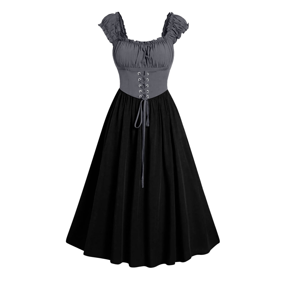 Tejiojio Fall Women Plus Size Party Dress Flower Lace Insert Mock Button Bowknot Vintage Dress