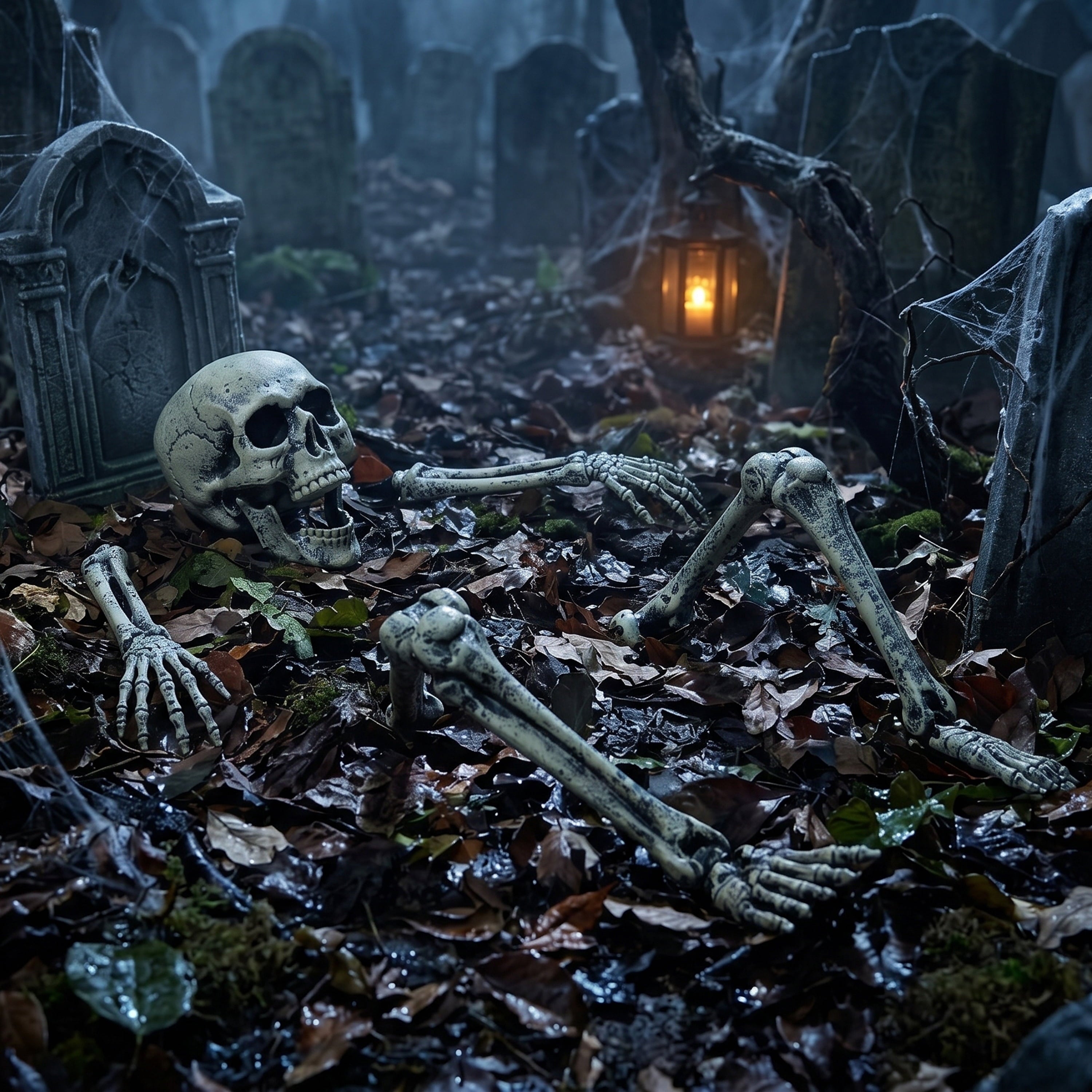Joyfy 3 Pack Halloween Light up Skeleton Decorations Outdoor,Halloween Graveyard Spooky Skull Stakes Pathway Lights for Halloween Props Yard Decor
