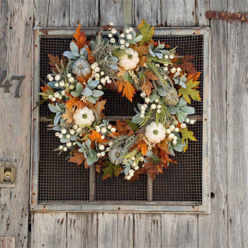 Decorative Wreath, Pumpkin Wreathfall Pumpkin Wreath, Year Round Wreath for Front Door, Artificial Wreath, Front Door Wreath, Family Farmhouse Decor and Spring Wreath, Easter Wreath