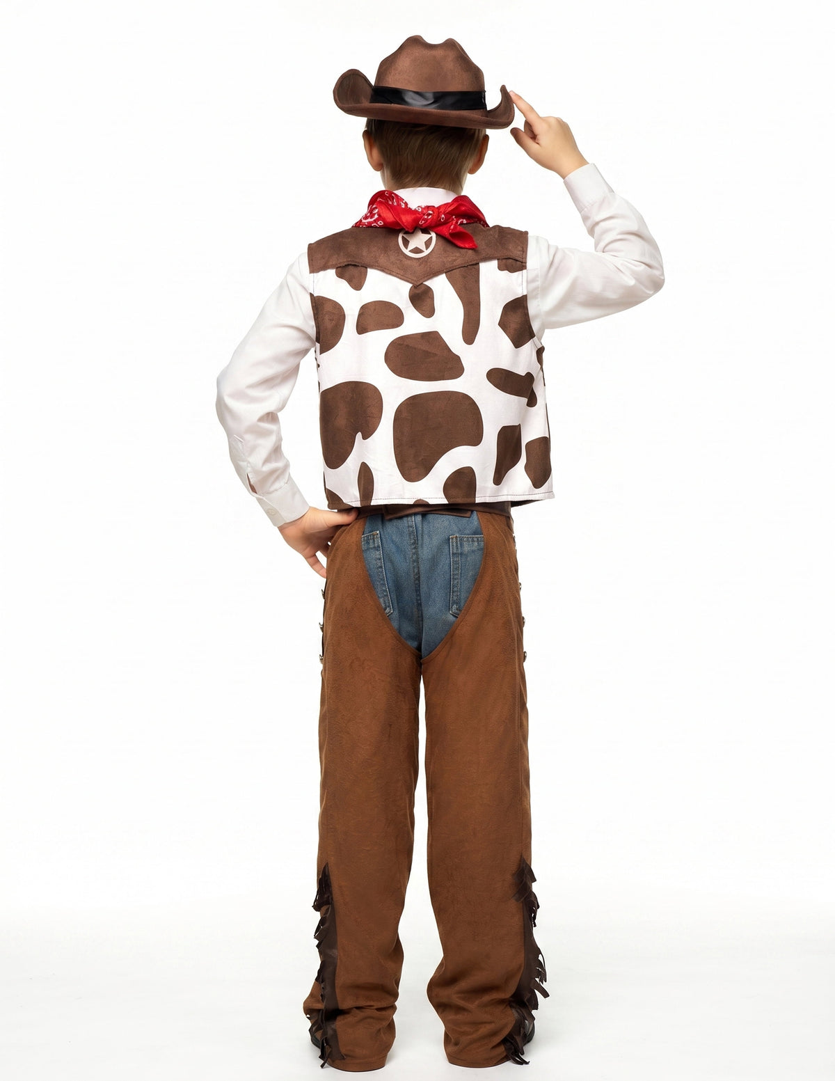 Joyfy Halloween Cowboy Costume for Boys, Kids Cowboy Costume Set, Brown Western Style Cowboy Outfit with Cowboy Hat for Toddler Dress-up Party Cosplay