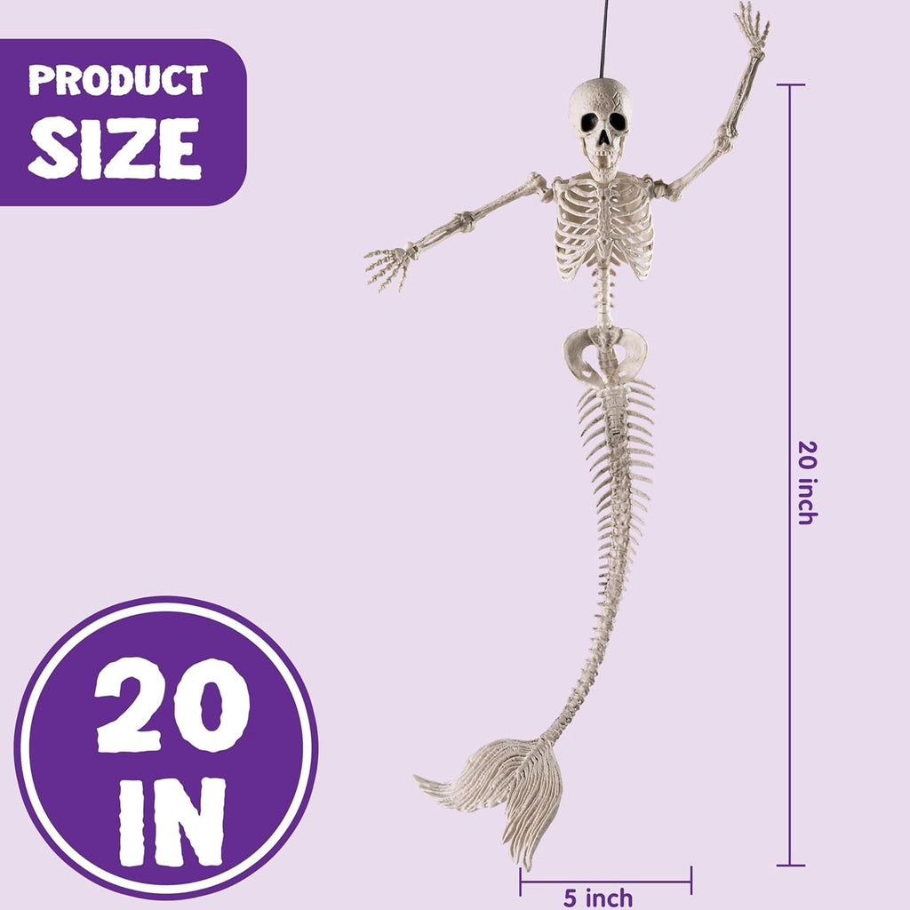 Joyfy 24 Inch Halloween Skeleton Decor with LED Light Eyes,Posable Skeleton Halloween Prop Full Body with Movable Joints for Haunted House Indoor Outdoor Decoration Spooky Decor