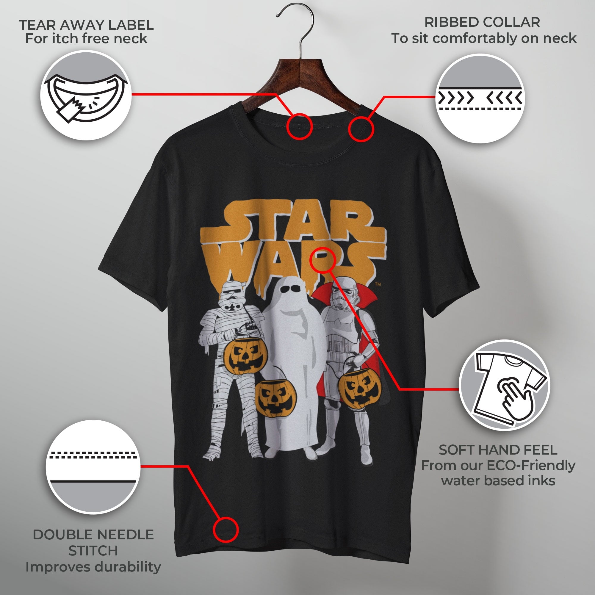 Men's Star Wars Trio Costumes Halloween Logo Tee Color: Black Size: L