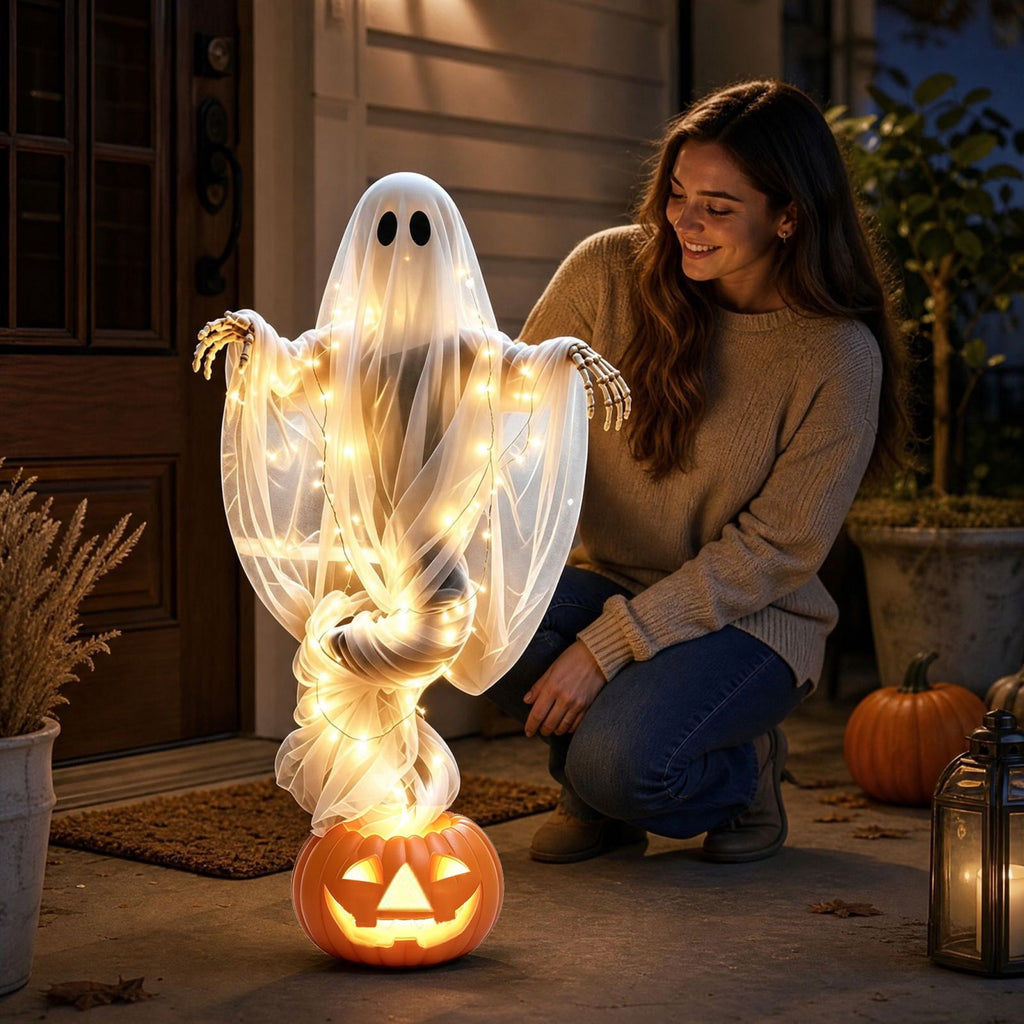 Halloween Witch Cauldron Garden Stake Lights, 2.7Ft LED Color Waterfall-Style Light Flow Flying Witch Garden Stake, Waterproof Weather Resistant Projector Lights for Outdoor Yard, Lawn, Pathway