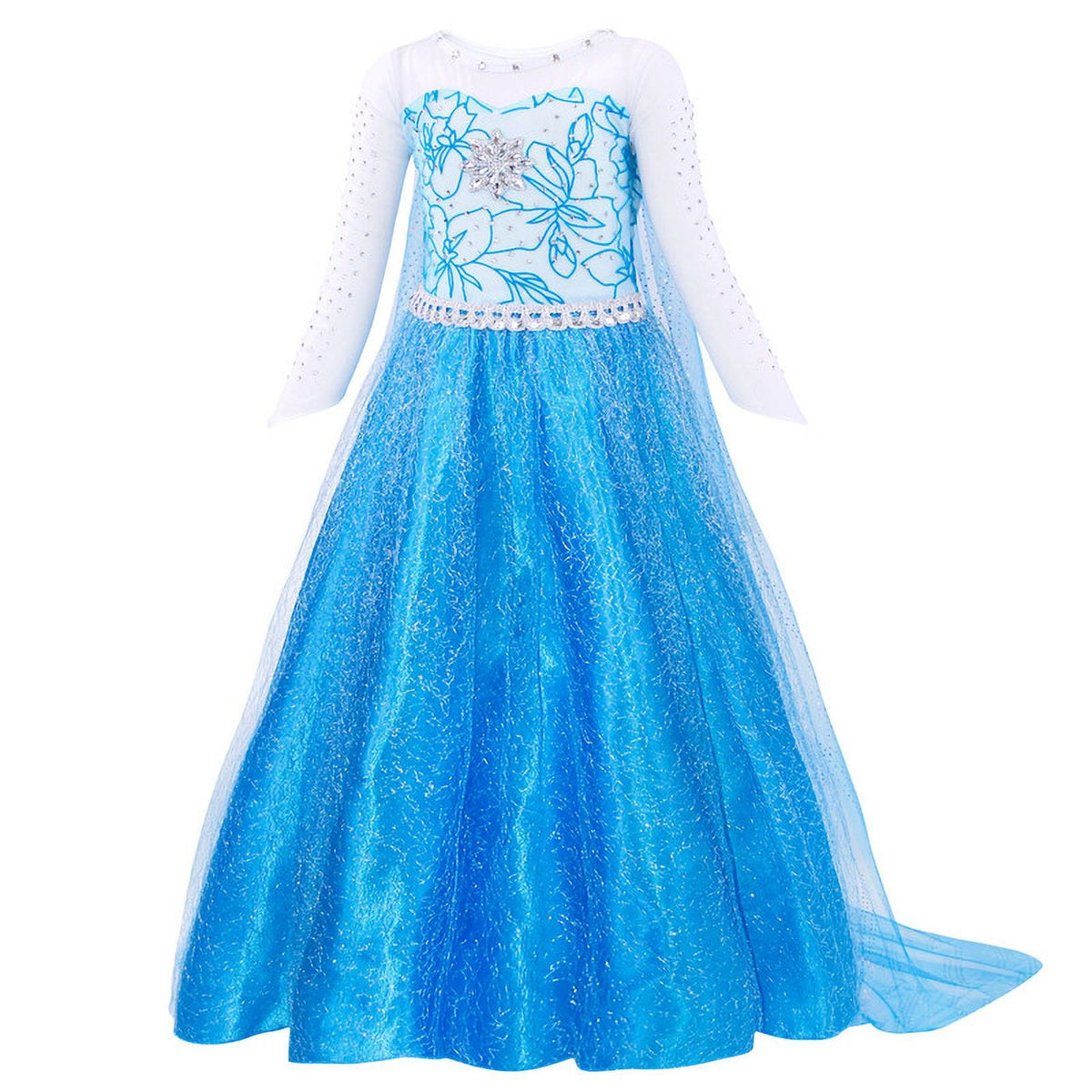Jurebecia Princess Dress for Girls Birthday Party Blue Costume up Toddlers Kids Christmas Halloween Cosplay Clothes with Accessories 6T(5-6Years)