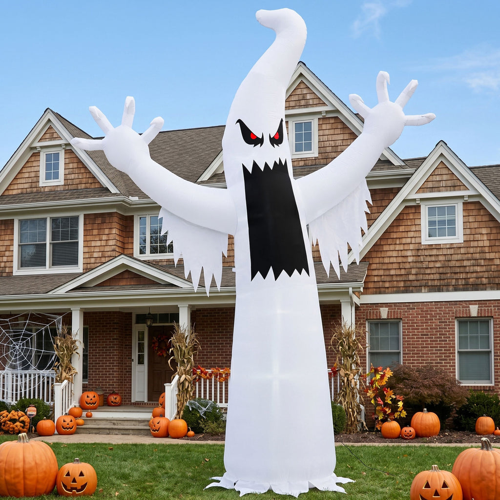 Joyfy 12 ft Halloween Inflatable Outdoor Ghost,Giant Ghost Blow Up Decor with Built-in LED Lights,inflatables with Build-in LEDs,Spooky Outdoor Decorations for Yard & Lawn