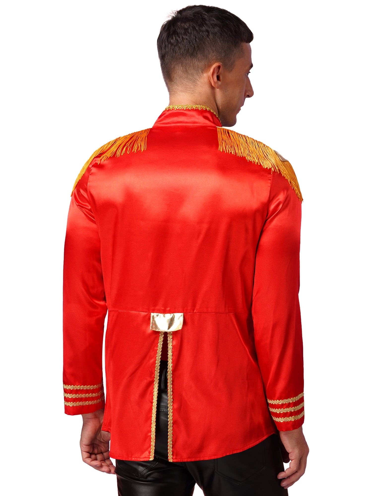 Eandarui Men's Halloween SGT Sergeant Pepper Costume Jacket Fancy Dress Hippie Music Star 1960s Shirt Red S