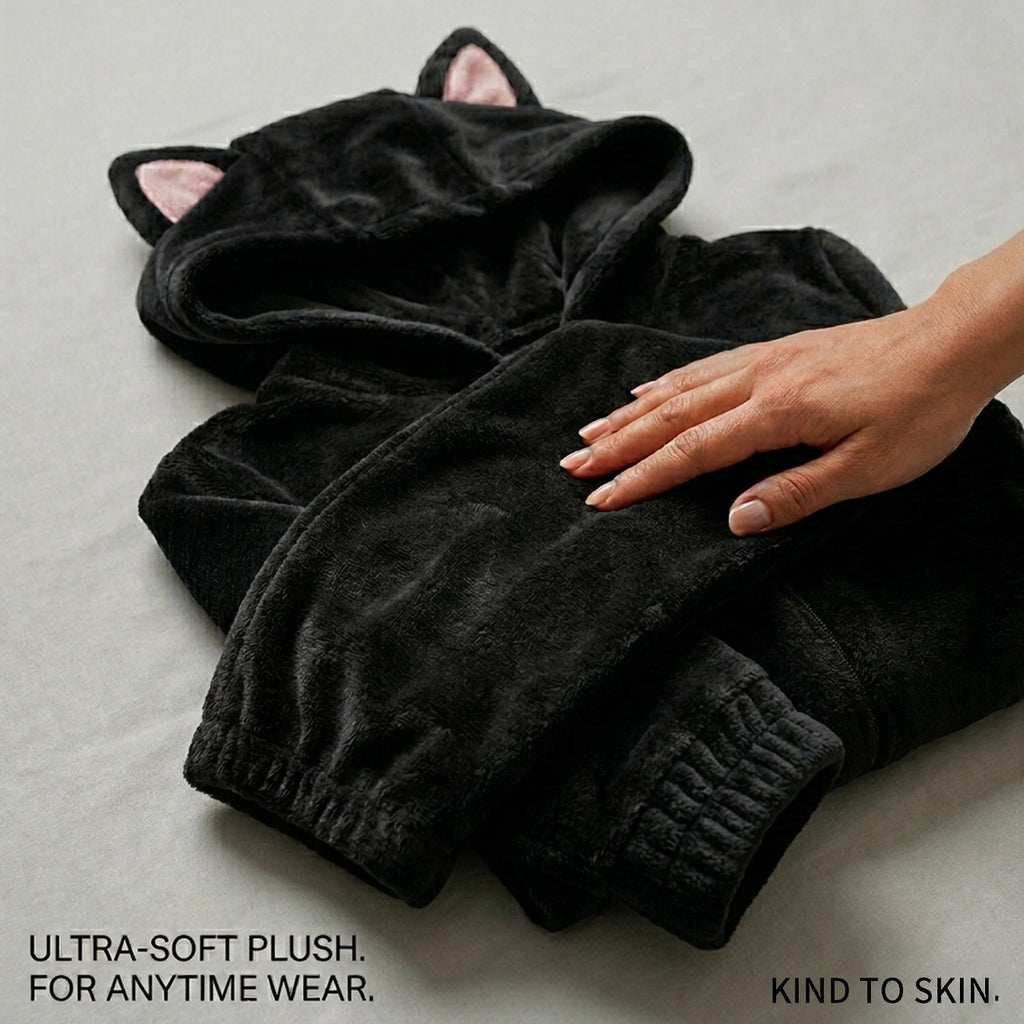 Kids Black Cat Costume with Hero Mask, Kitties Jumpsuit Fancy Dress Outfit Boys Girls for Halloween