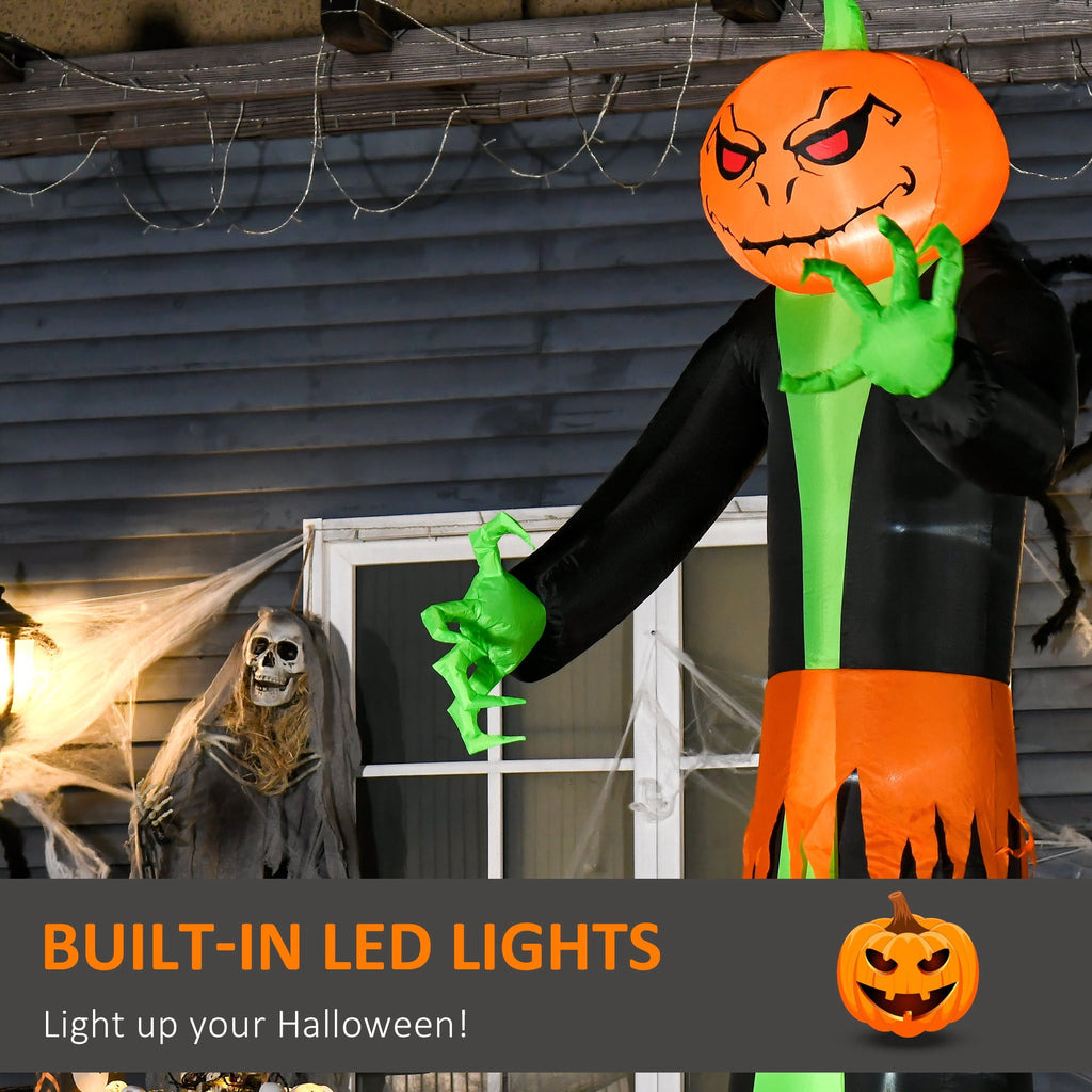 HOMCOM Inflatable Ghost with Pumpkin, Halloween Outdoor LED Lighted Yard Decoration, Waterproof