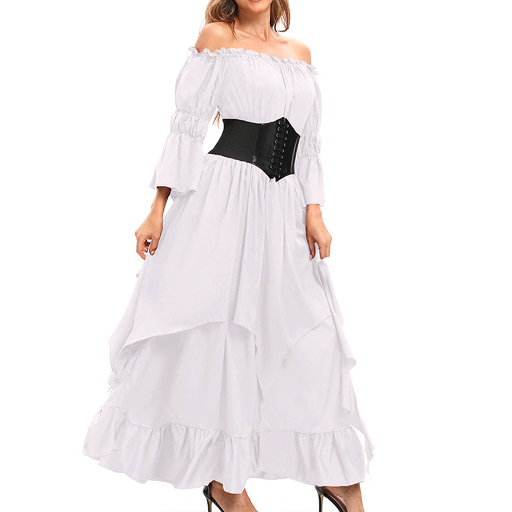 LYXSSBYX Maxi Dresses for Women Women's Long Sleeve Neck Dress Floor Length Cosplay Dress Plus Size Dress