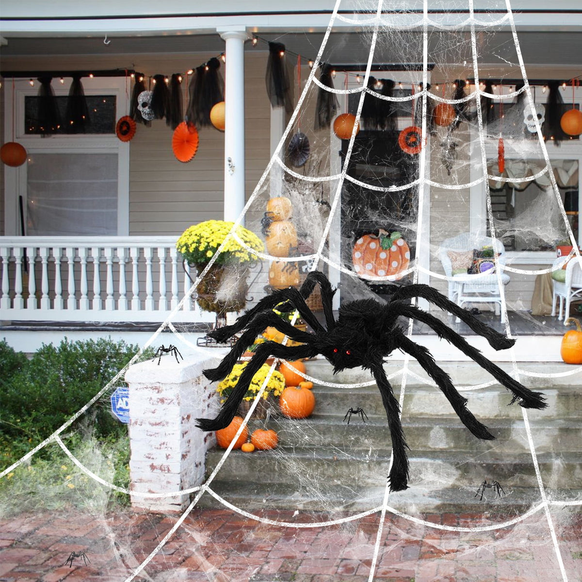 Halloween Spider Decorations, 6 Pcs Realistic Hairy Spiders Set, Scary Spider Props for Indoor, Outdoor and Yard Creepy Decor(50", 35", 30", 20", 12", 12")