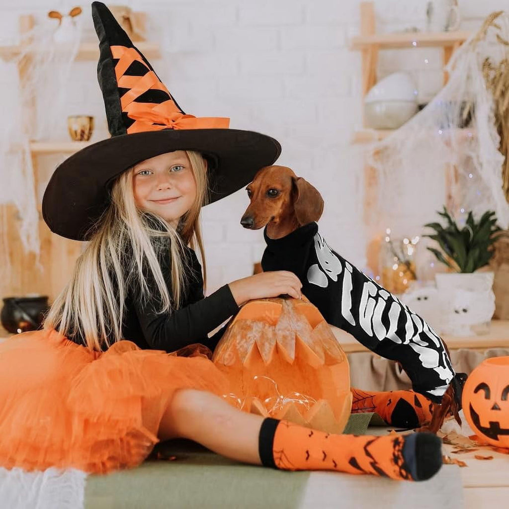 WILLED Halloween Skeleton Costume for Dogs and Cats, Pet Skeleton Jumpsuit Cosplay for Small Medium Large Dogs, Dress Up Apparel