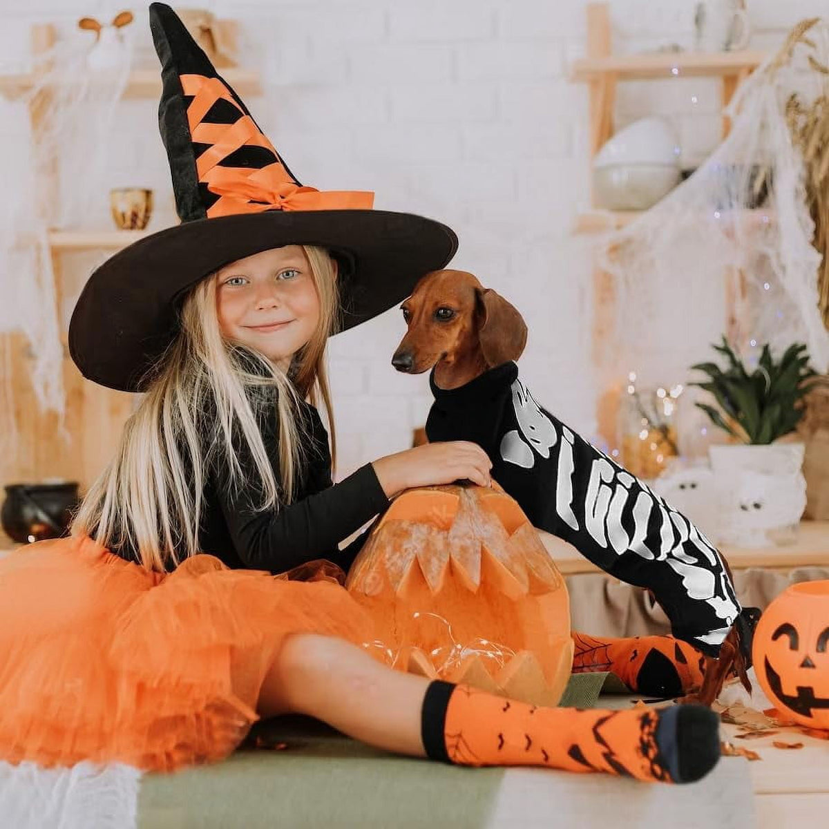 WILLED Halloween Skeleton Costume for Dogs and Cats, Pet Skeleton Jumpsuit Cosplay for Small Medium Large Dogs, Dress Up Apparel